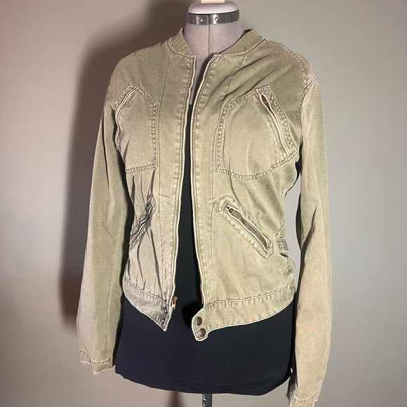 Lucky Brand army green military style zip light jacket - Picture 1 of 5